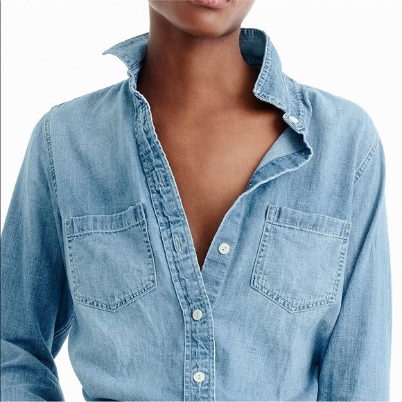 embroidered j crew everyday chambray shirt - Picture 5 of 5